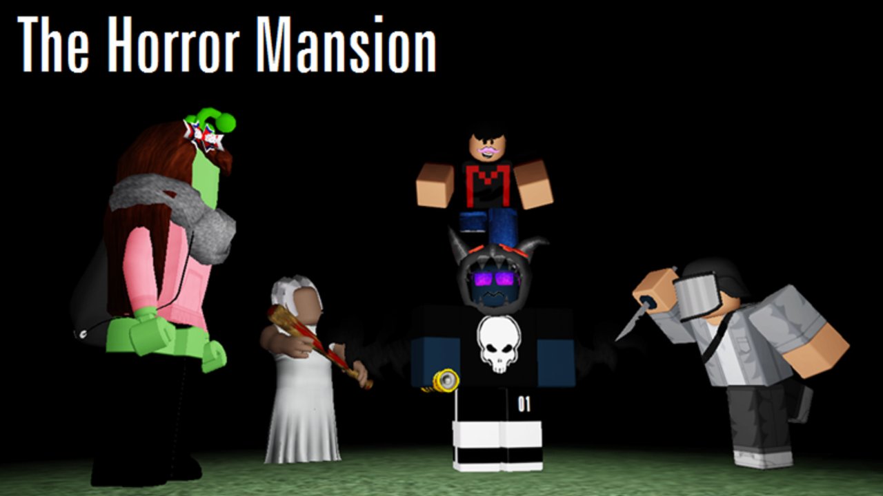 Aufstellung von Horror-Mansion-Killern und Cast-Modellen in der verwunschenen Lobby